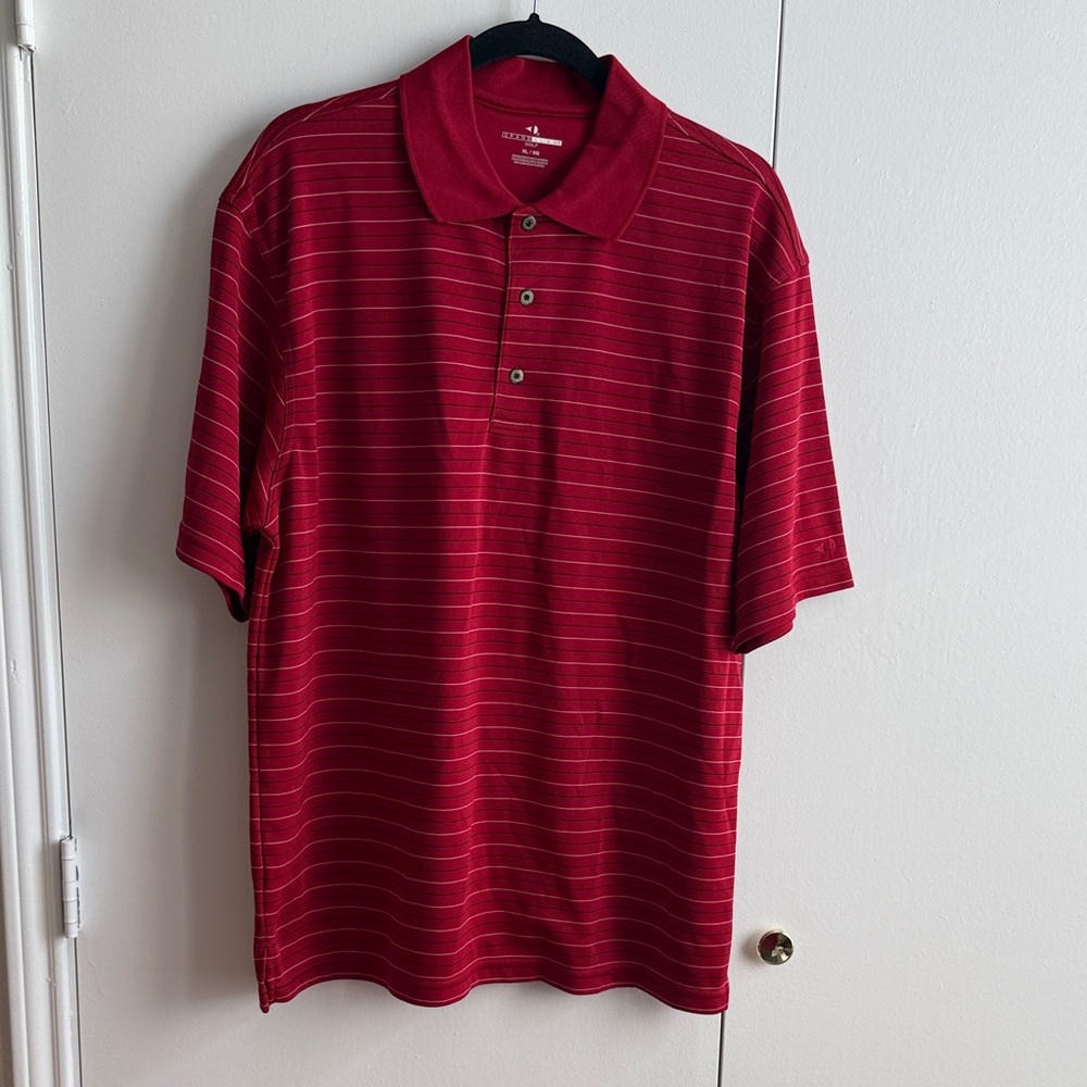 Grand Slam Men's Red Striped Polo Shirt - Classic Short Sleeve